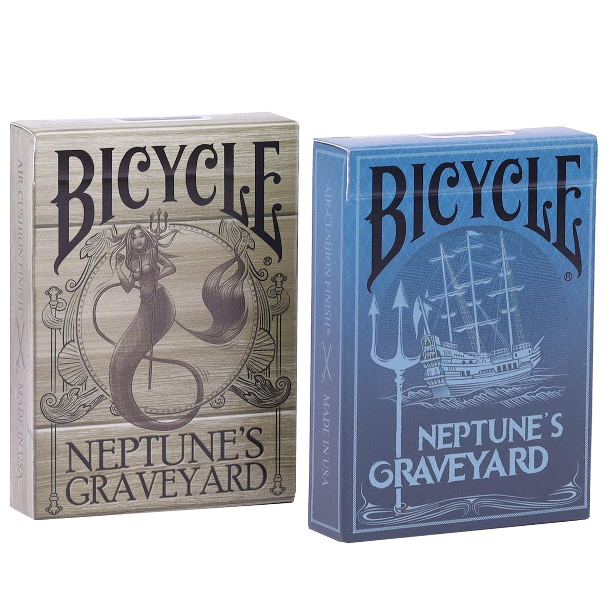 Neptune's Graveyard Bicycle front by PLAYING CARD DECKS.COM, ideal for ocean-themed party vibes.