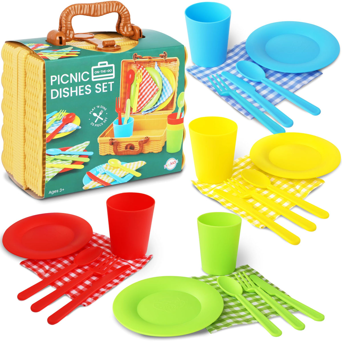 Playkidiz on-the-go picnic dishes set supports imaginative play anywhere.