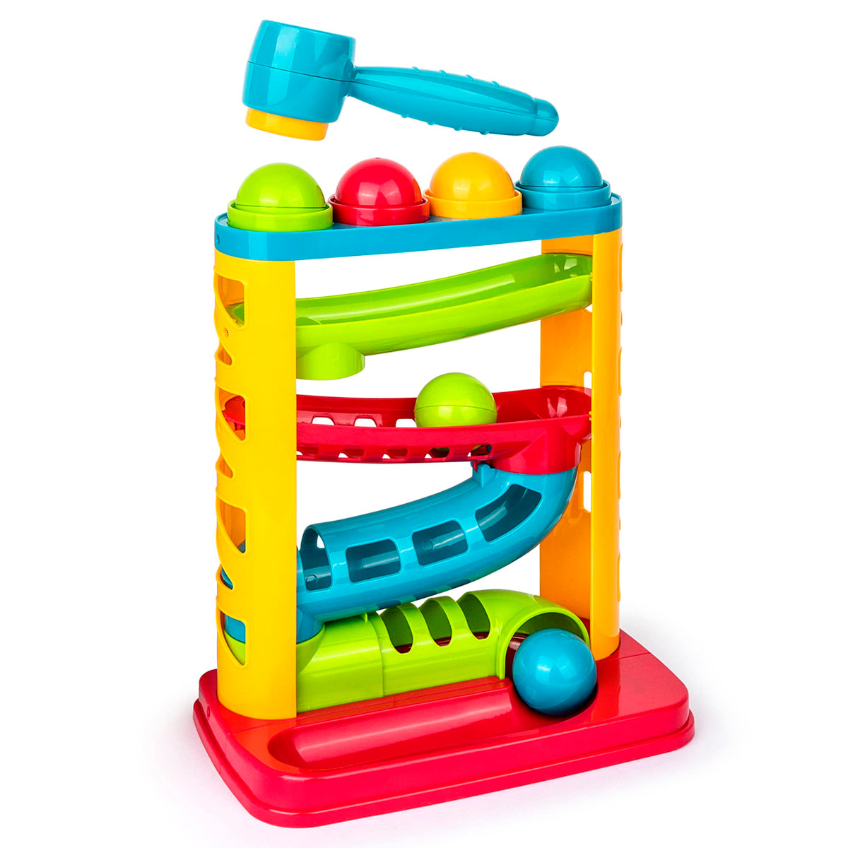 Playkidz pound a ball set, full product view, durable toddler learning toy.