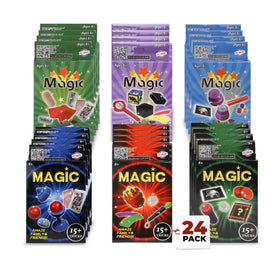 Playkidz twentyfour-pack magic tricks box, portable kit for on-the-go fun.