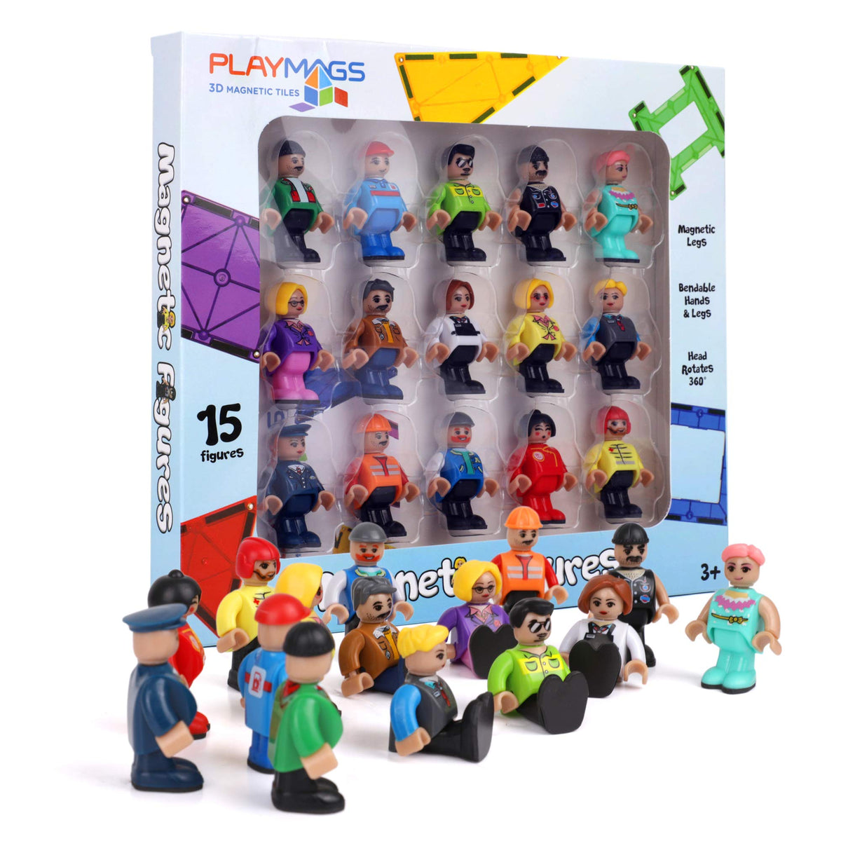 Playmags 15-figure set showcases diverse characters for imaginative magnetic play and storytelling