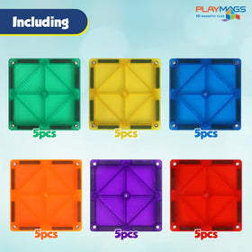 Playmags colorful square tiles collection for vibrant designs and spatial play.