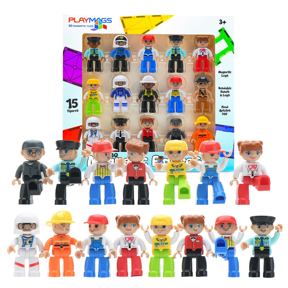 Playmags community figures group for magnetic tile play and collaborative building.