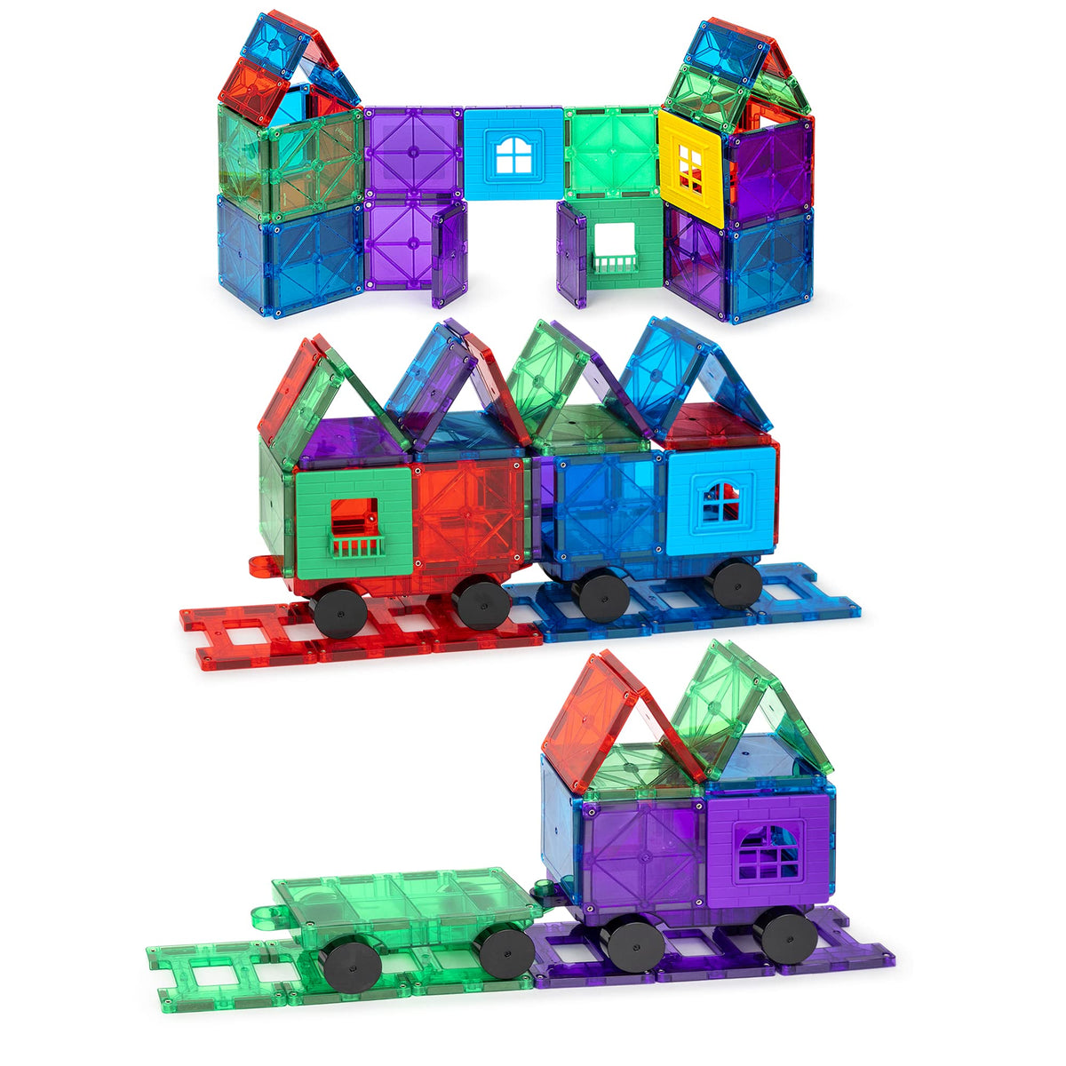 Playmags connecting cars show movable play and early engineering exploration.