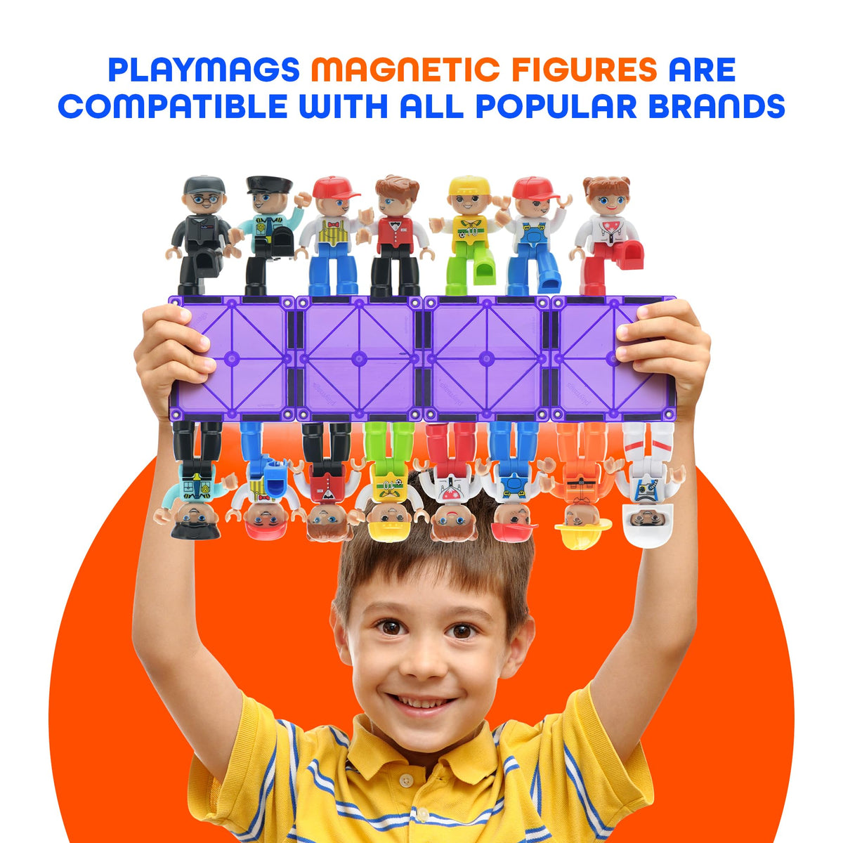Rotatable head feature on a Playmags figure for expressive storytelling.