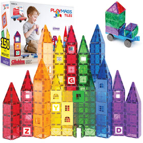 Playmags magnetic tiles 150-piece set enables open-ended construction and imaginative play