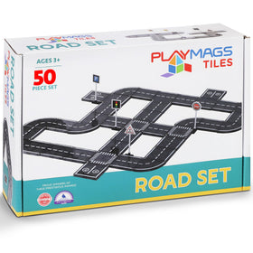 Playmags road tiles set for kids, versatile building and learning