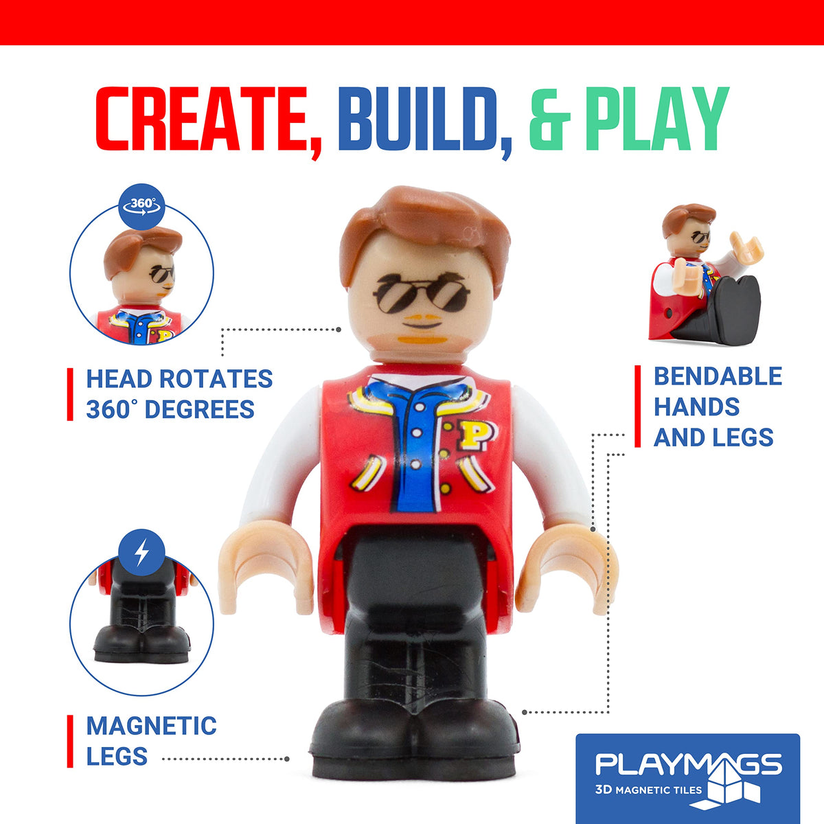 Playmags worker figures enable construction scenes and collaborative play in magnetic setups