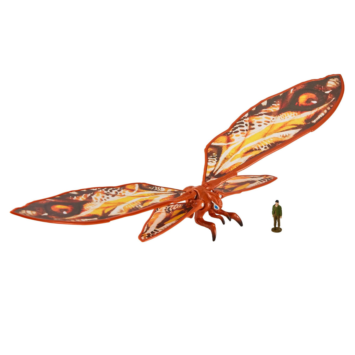 PlayMates Mothra with Jia 6-inch figure back view highlights wings.