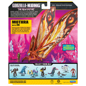 PlayMates Mothra with Jia display centerpiece for Monsterverse shelves.