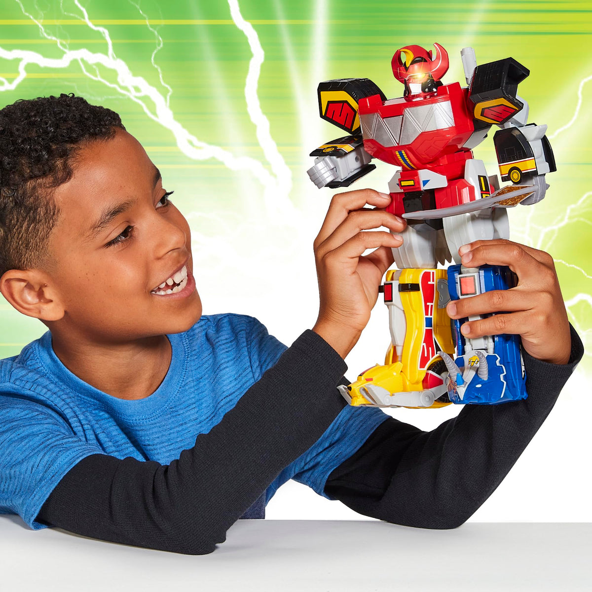 PlayMates Power Rangers Megazord chest button lights eyes and sounds.