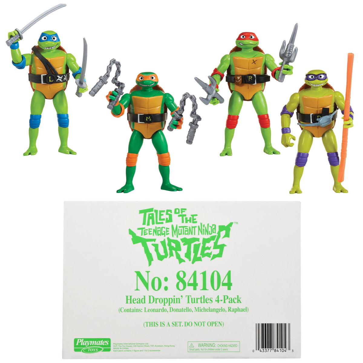Playmates TMNT Head Droppin' action figures showcase authentic animated deco.
