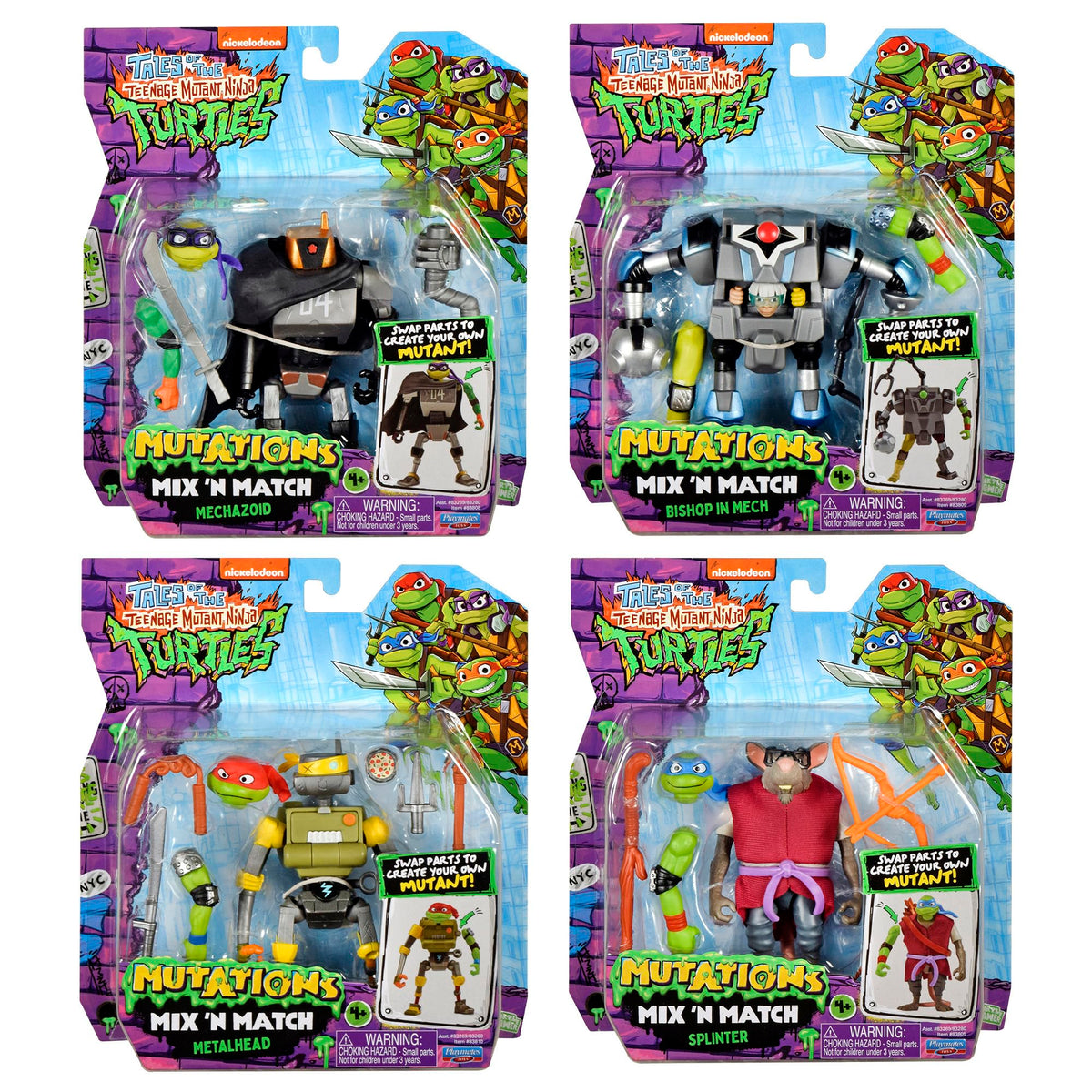 PlayMates TMNT Mix N Match Bundle showing all four figures for imaginative sharing.