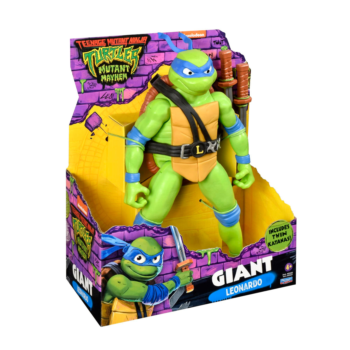 Packaging image of TMNT Leonardo figure with bold movie branding for display.