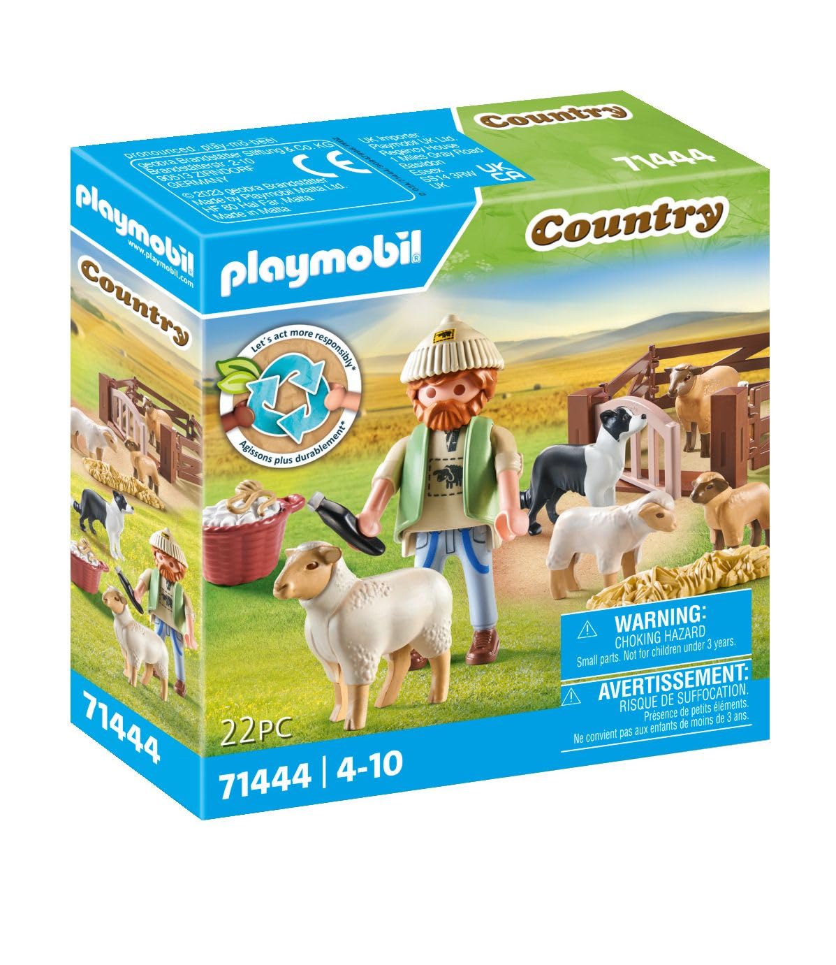 Playmobil 71444 border collie dog guiding the herd during pretend farming