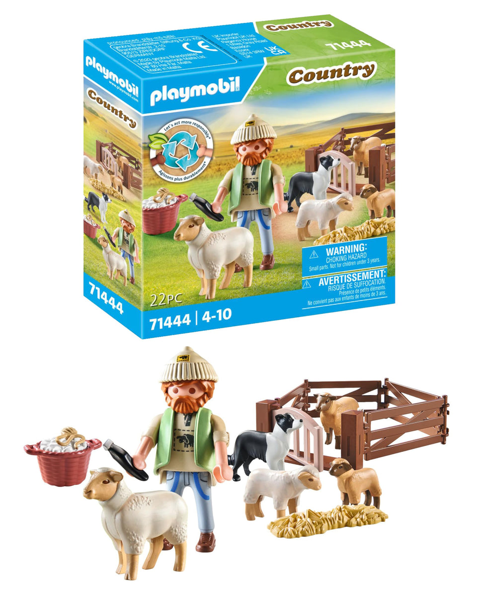 Playmobil 71444 shepherd with sheep flock for imaginative farm play