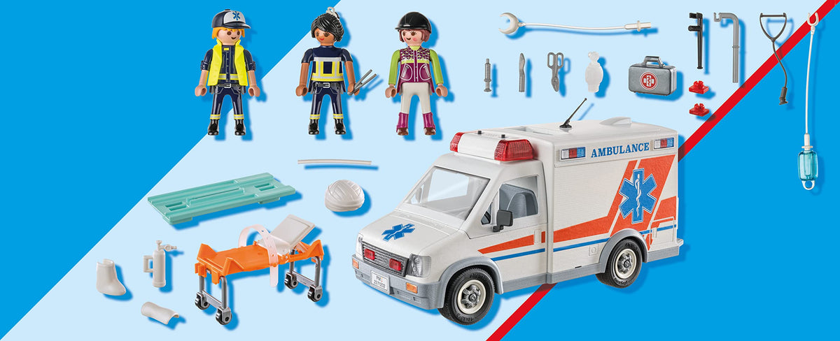 Playmobil ambulance removable roof provides interior access