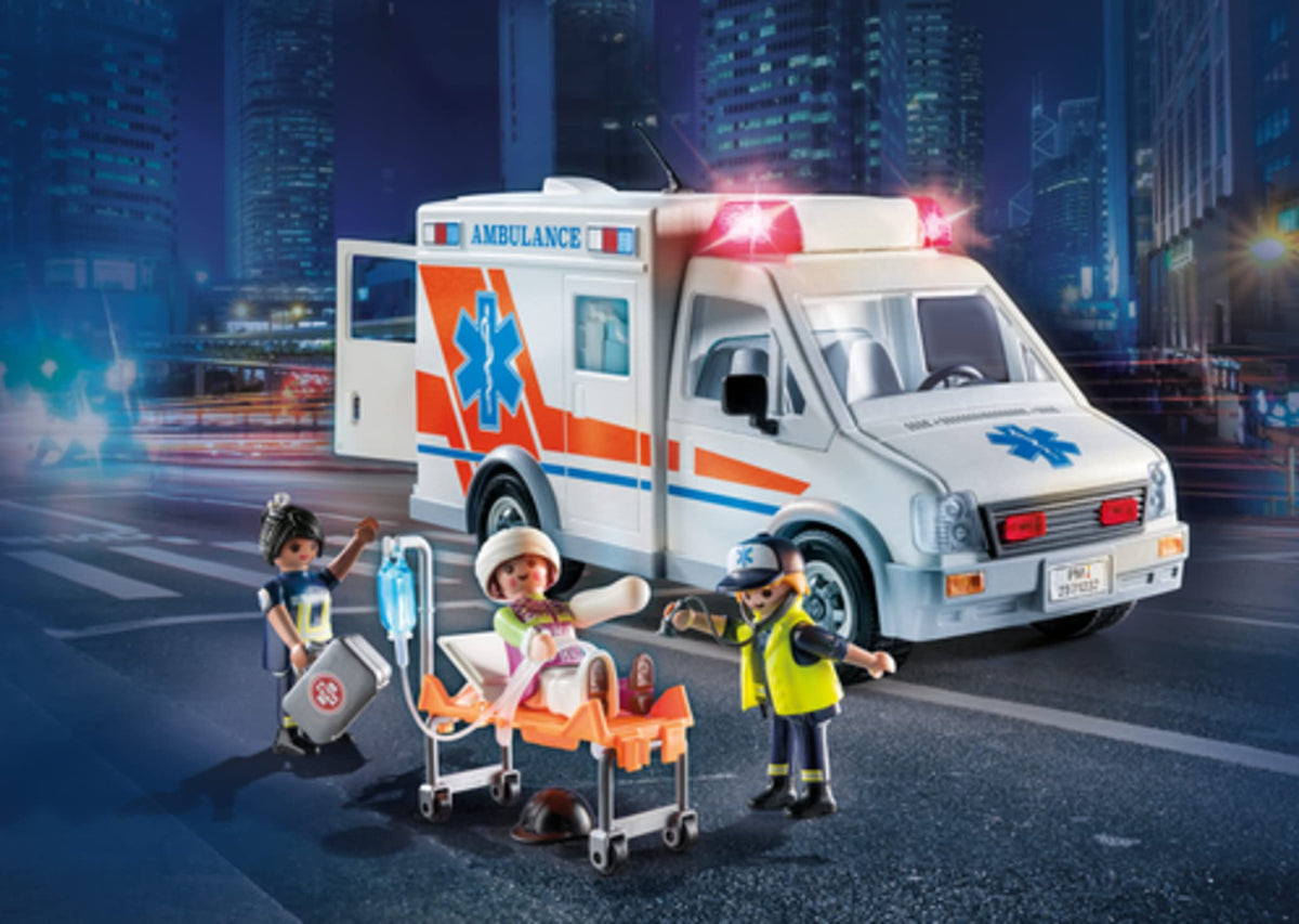 Playmobil ambulance showing siren sounds for realism