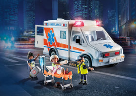 Playmobil ambulance showing siren sounds for realism
