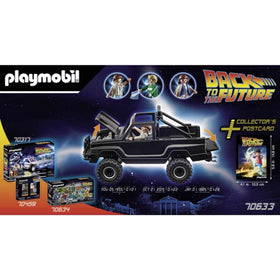 Playmobil Back to the Future Marty pickup truck in action scene invites imaginative scenarios.