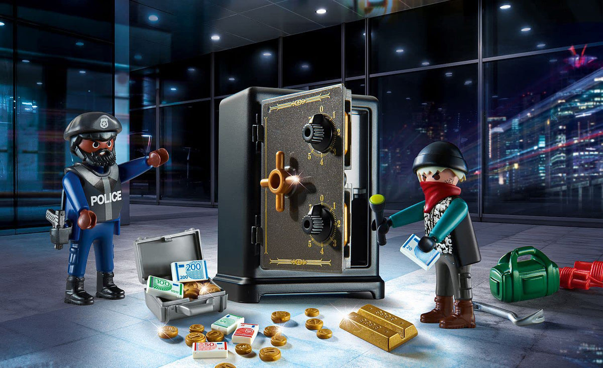 Playmobil Bank Robbery Starter Pack officer apprehending the crook after a tense chase