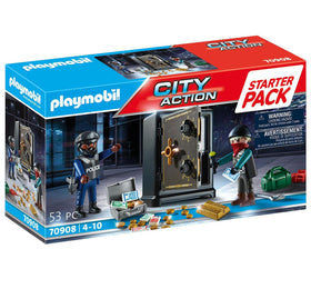 Playmobil Bank Robbery Starter Pack robber in action, ideal for imaginative police missions