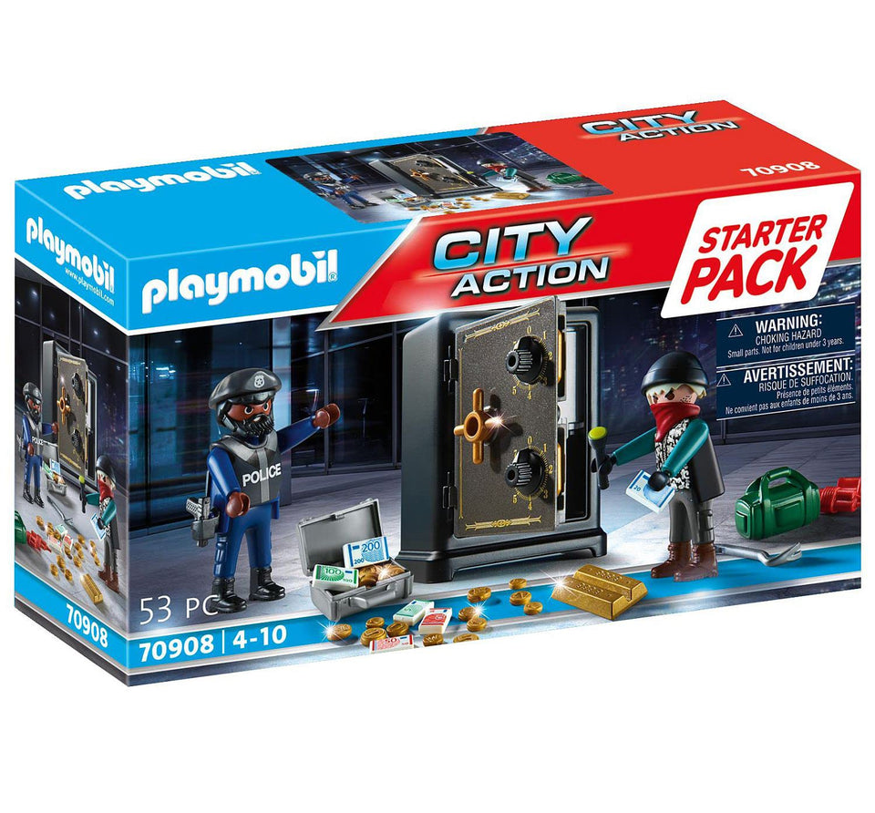 Playmobil Bank Robbery Starter Pack robber in action, ideal for imaginative police missions