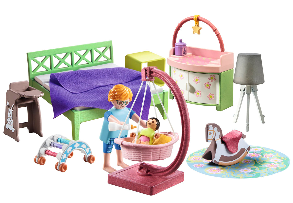 Playmobil Bedroom with Baby Corner contents include figures and accessories