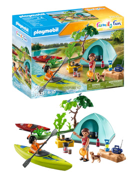 Playmobil camping with kayaks shows kayaks on a lake for imaginative outdoor adventures