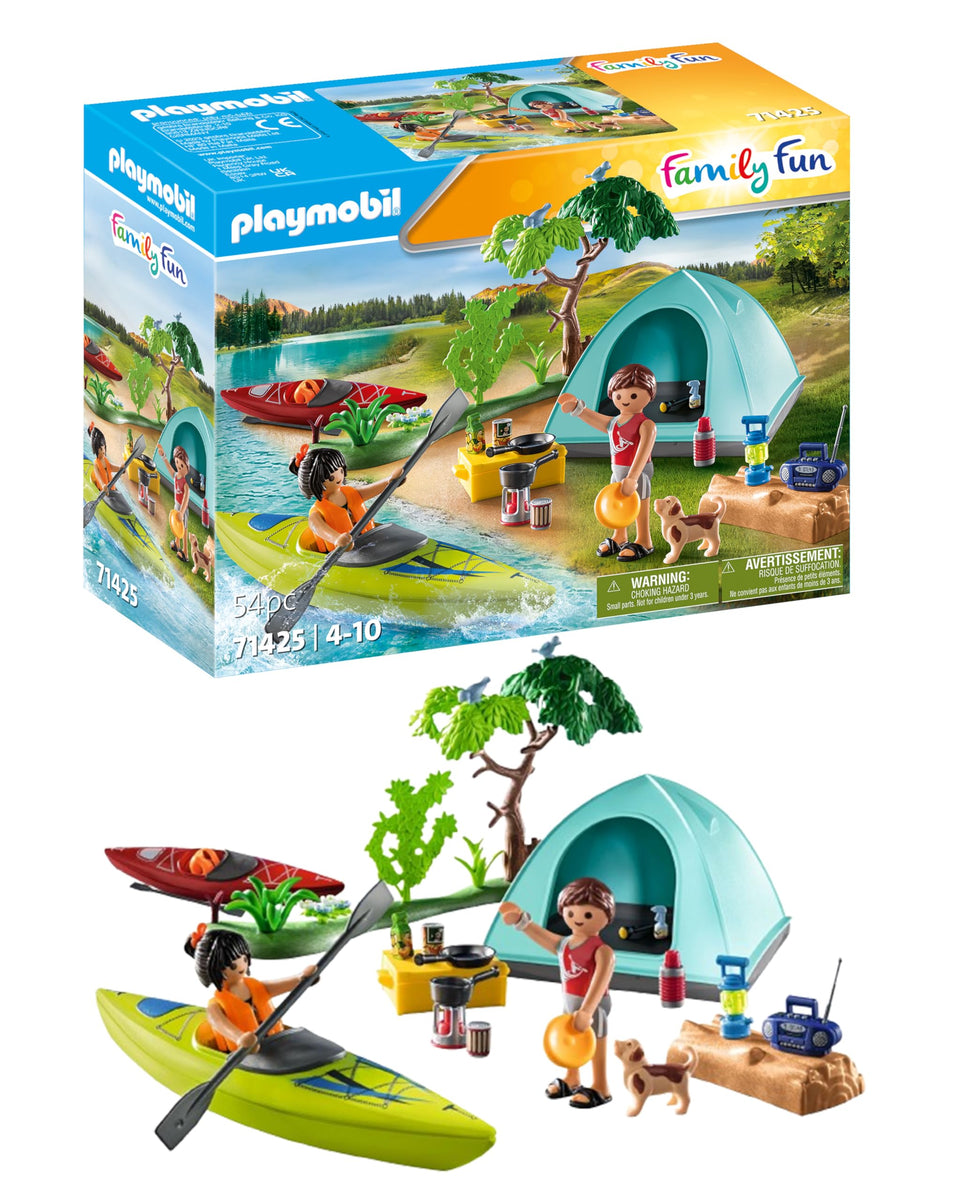 Playmobil camping with kayaks shows kayaks on a lake for imaginative outdoor adventures