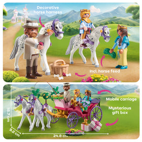 Playmobil Carriage Ride heart harness details offer decorative play moments.