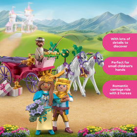 Playmobil Carriage Ride horses with heart harness add festive charm for storytelling.