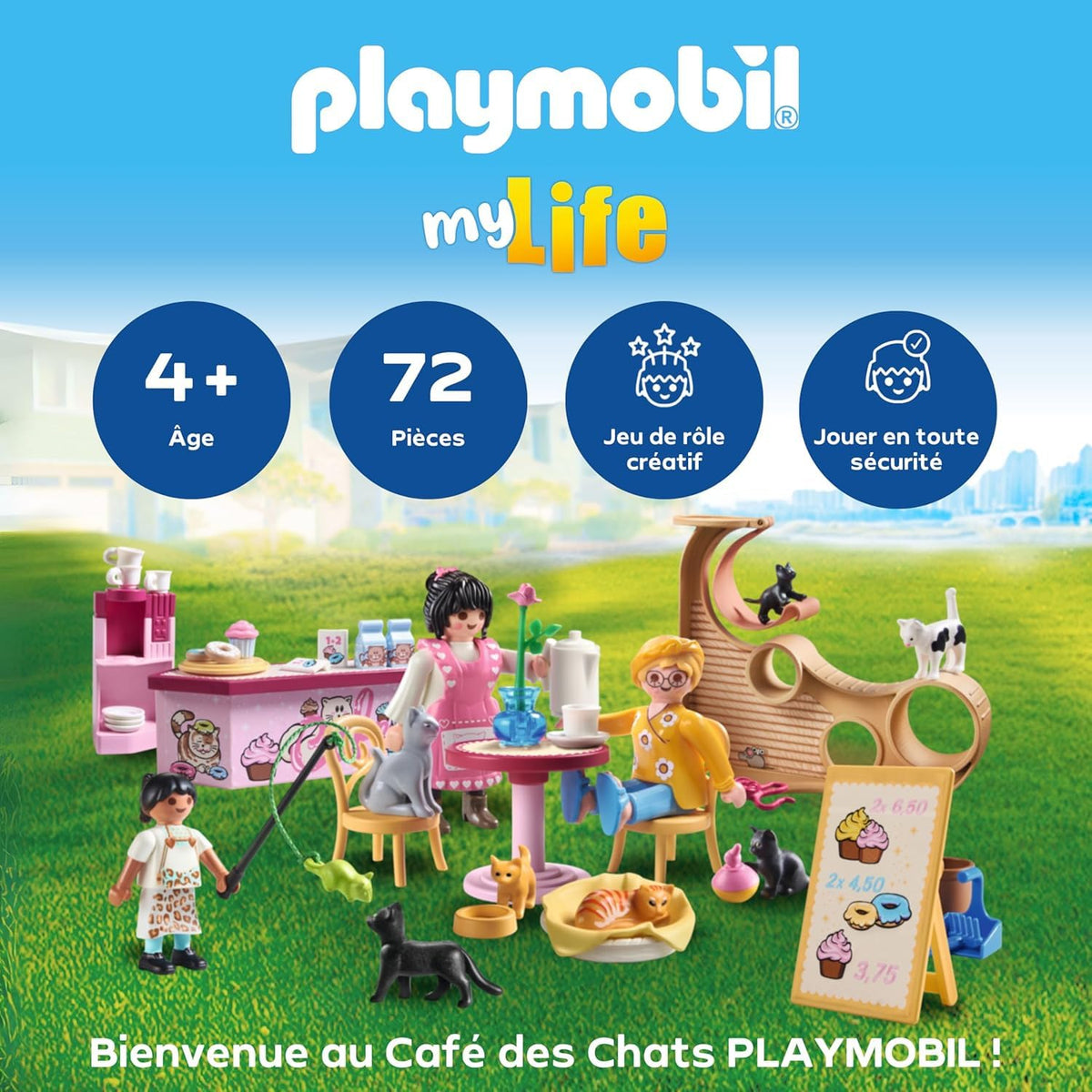 Playmobil Cat Cafe adult figures for social cafe scenarios.