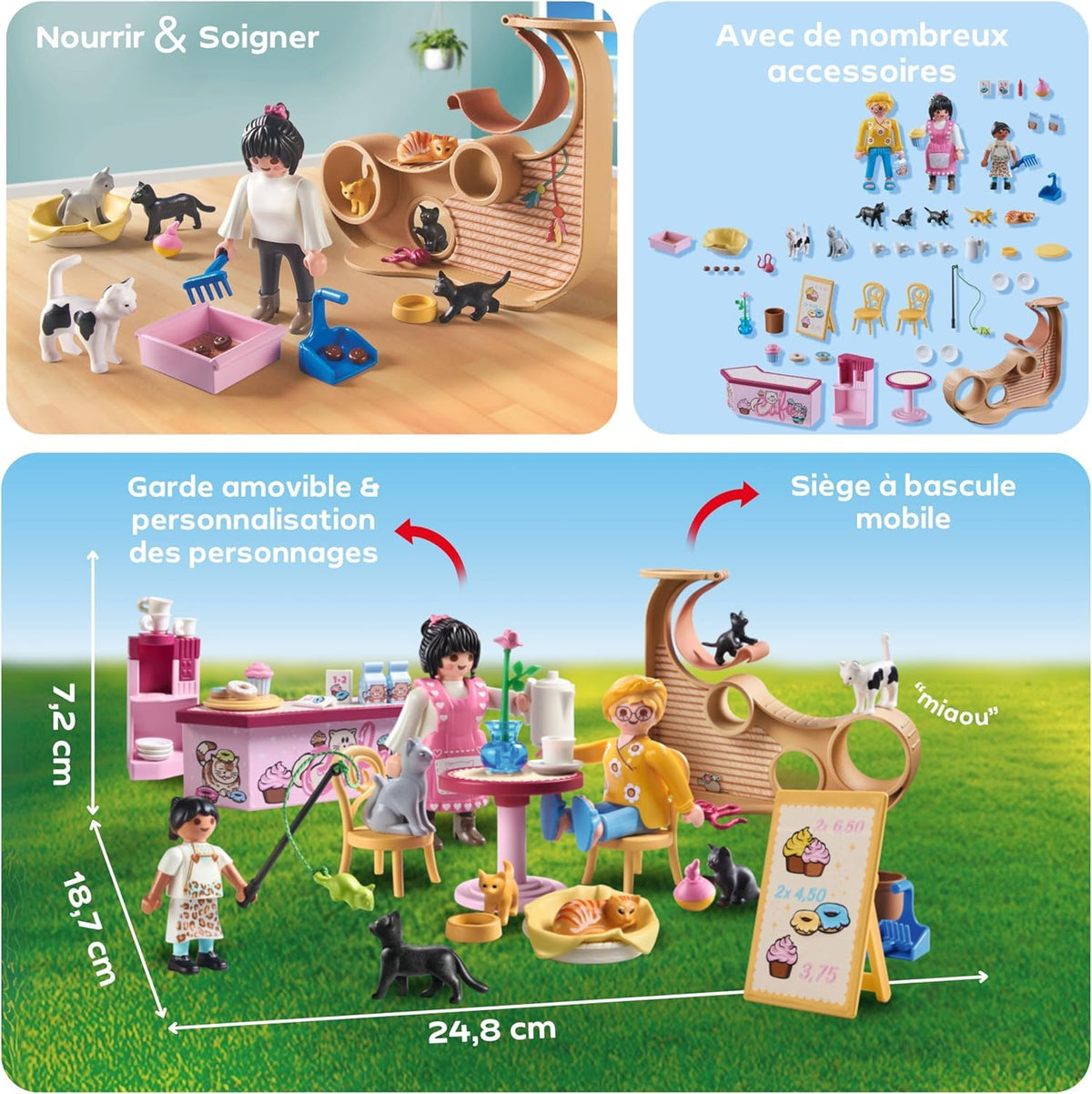 Playmobil Cat Cafe cat condo offers cozy nooks during play.