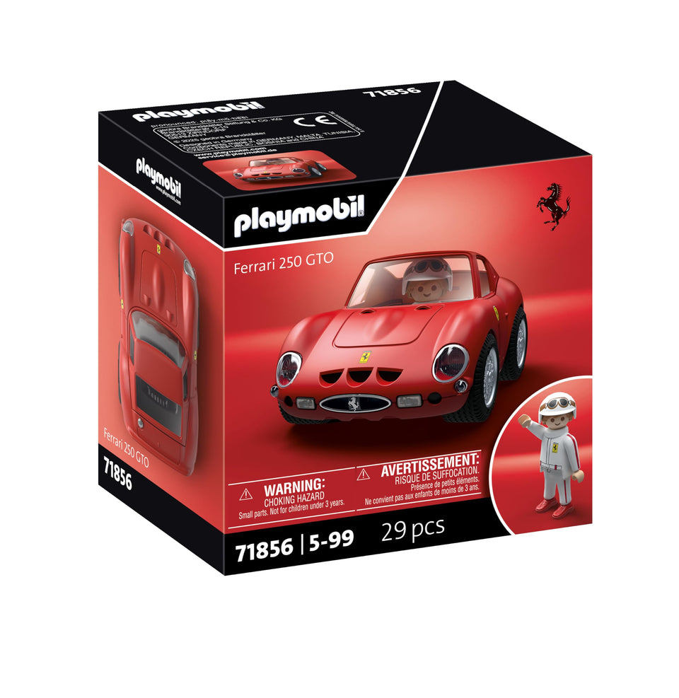 Playmobil Ferrari 250 GTO front view highlighting classic curves for display and imaginative racing