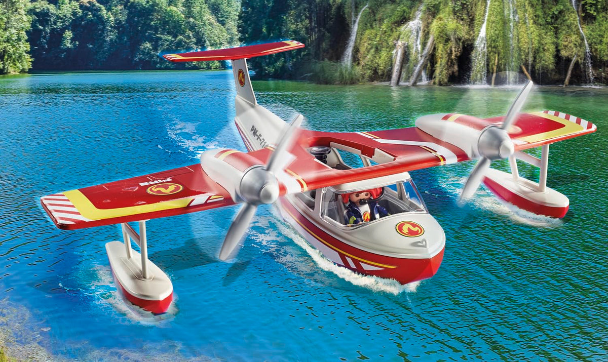 Playmobil Firefighting Seaplane designed for ages four and up