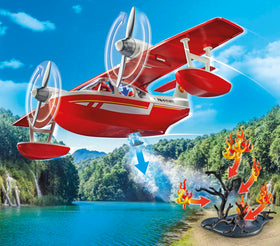 Playmobil Firefighting Seaplane with two figures and accessories for adventures