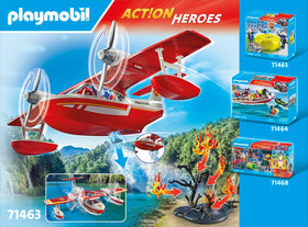 Playmobil Firefighting Seaplane forest fire scene with wildlife figures