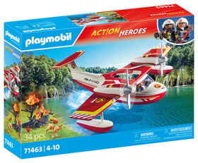 Playmobil Firefighting Seaplane filling its water tank for dramatic drops
