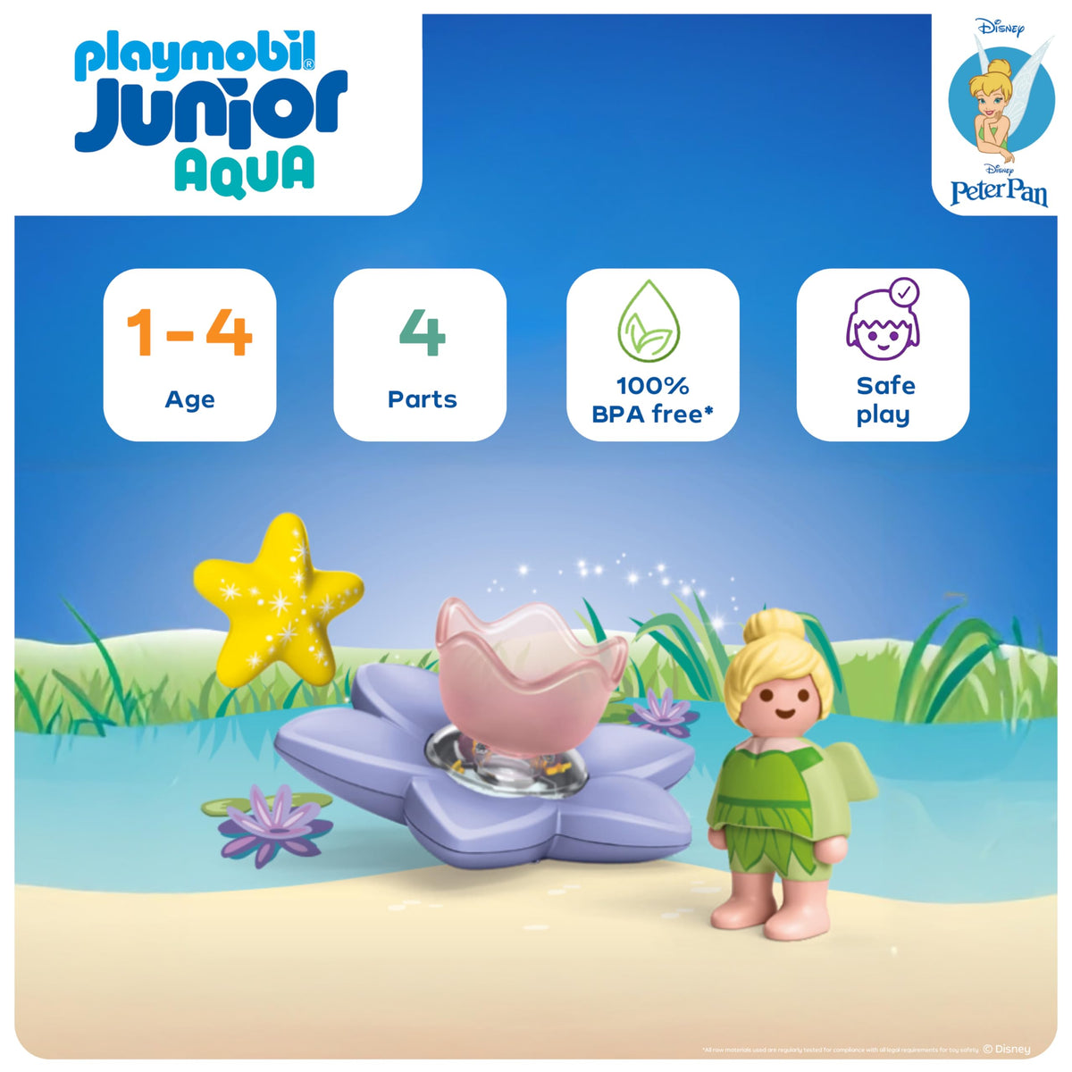 Playmobil floating flower fills with water to create rain