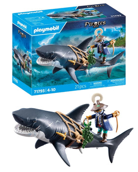 Playmobil Giant Shark with Pirate—open mouth action for daring sea adventures.