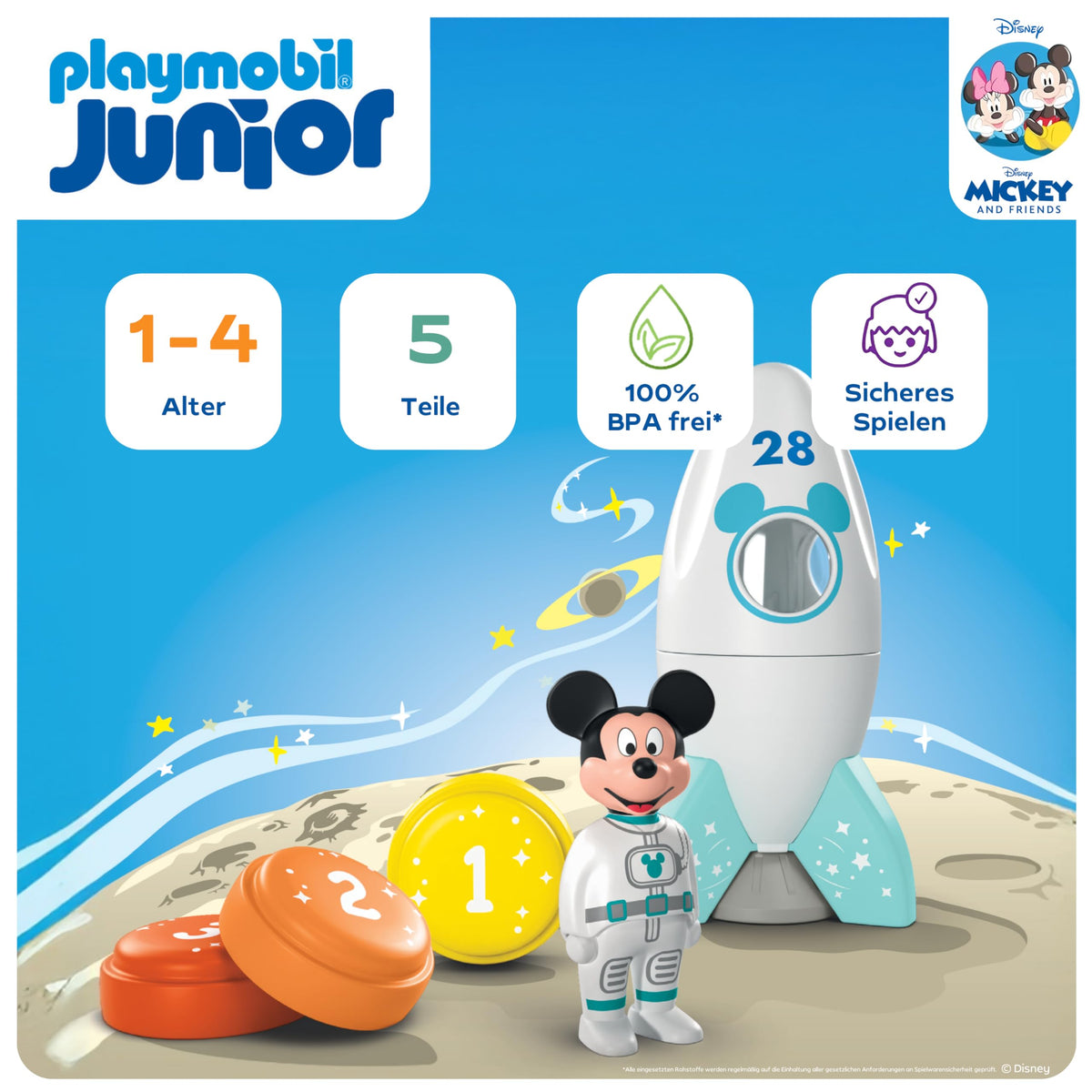 Playmobil Mickey rocket opening and closing for hands-on exploration.
