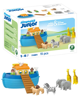 Playmobil Junior Noah's Ark with carry handle for portable, on-the-go play.