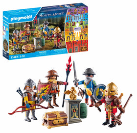 Playmobil Knights of Novelmore figure pose, boosting imaginative play with customizable knights.