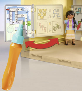 Playmobil Large School elevator access connects classroom floors for smooth play