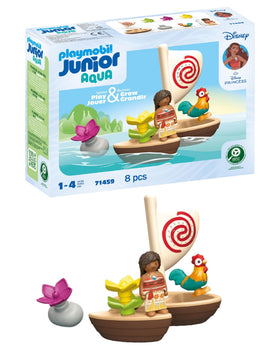 Playmobil Moana boat front view showing a sturdy vessel for toddlers
