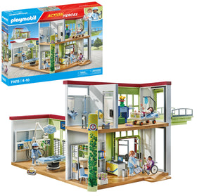 Playmobil Modern Hospital entrance with front desk for imaginative caregiving stories.