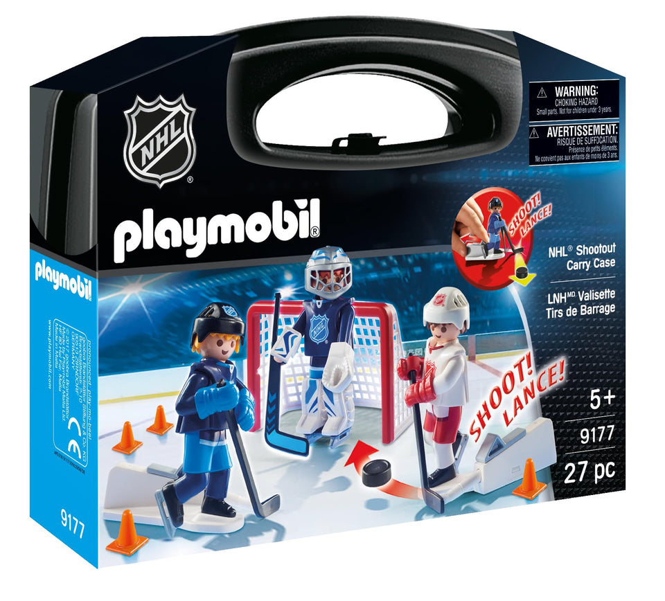 Playmobil NHL Shootout Carry Case front view shows portable play and organized storage.