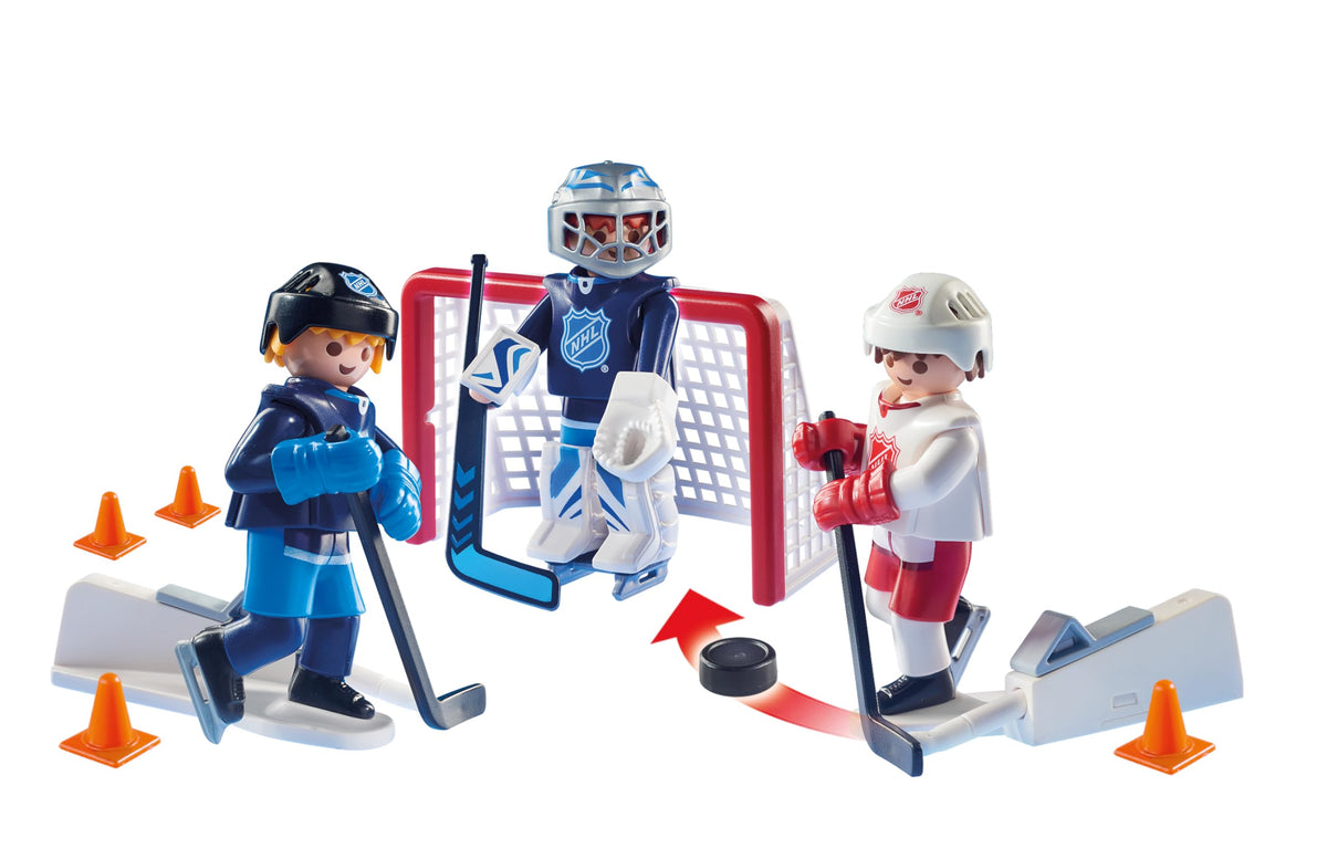 Playmobil NHL Shootout Carry Case storage inside for quick cleanup after play.