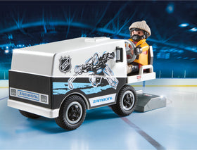 Playmobil NHL Zamboni Machine front wheels in action for realism.